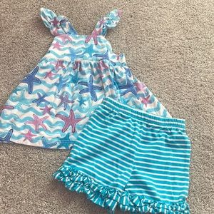 Kelly’s Kids coordinating ruffle tank with shorties girls size 5/6